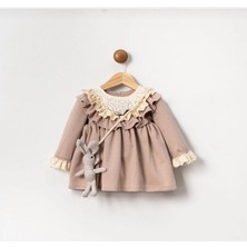 Butik Kız Bebek Tavşan Çanta Aksesuarlı Dantel Yaka Özel Tasarım Elbise