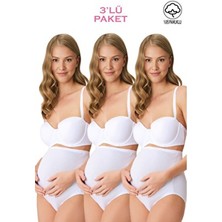 3'lü Paket Lirona 23582 Tam Uyumlu Kadın Pamuk Likralı Yumuşak Hamile Lohusa Yüksek Bel Bato Külot