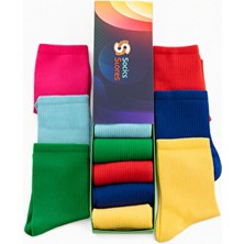 Esinti Erkek Kadın Çorap Soket Uzun Çorap Renkli Desenli Çoraplar 6 Adet