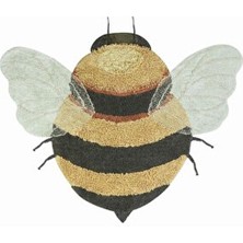 Lorena Canals Halı, Bee Temalı Çok Renkli Yıkanabilir Halı, El Yapımı Doğal Malzeme