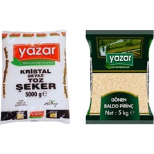 Yazar Kristal Toz Şeker 5 kg + Baldo Pirinç (Gönen) 5 kg