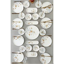 Borser 25 Parça Kahvaltı Takımı 12 Kişilik Seramik Özellikli Sarı Desenli