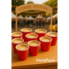 Parlapack Karton Bardak 8 Oz 50'li Kahve Çay Kağıt Bardak Kırmızı