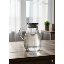 Senin Dükkanın Borosilikat Cam Çizgili Tombul Sürahi 1800 ml