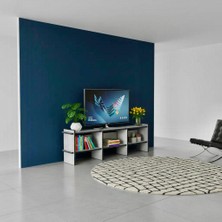 Kut Tasarım Tv Ünitesi Salon, Oturma Odası, Modüler, Doğal, Ahşap 4 Gözlü Ünite Kontrplak Ahşap