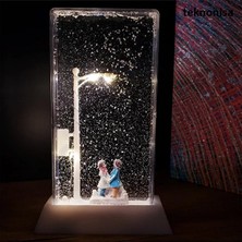 Teknonisa Romantik Sevgililer Tasarımlı Sokak Lambası Kar Küresi 17 x 10 cm | Işıklı Masalsı Kar Küresi