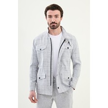 MCR Keten Karışımlı Hakim Yaka Kaban Çok Renkli Slim Fit Erkekler İçin