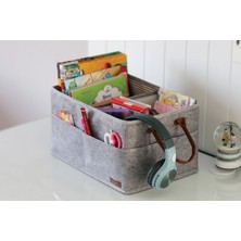 Tuncel Store 3 Gözlü Deri Şeritli Çok Amaçlı Düzenleyici Organizer Kutu Keçe Sepet 03860