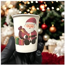 Sbs 2025 Merry Christmas-Yılbaşı Konseptli Tek Kullanımlık 7 Oz 50 Adet Karton Bardak