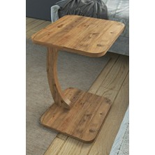 Limnizza C Ayaklı Modern Yan Sehpa Koltuk Yanı Laptop Kahve Kitap Şehpası Servis Sehpası Kare Çam