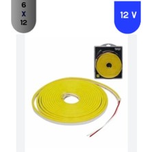 Powerr Led Aydınlatma 12 Volt 6X12 mm Esnek Neon LED Sarı Amber 5 Metre