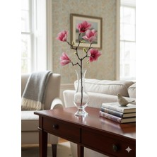 Yasima 5 Kafalı Beyaz Kırmızı Manolya Dalı Ev Dekorasyonu