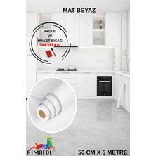 Rimafol Mutfak Tezgah Mobilya Kaplama Folyosu Mat Beyaz 50 cm x 5 Metre
