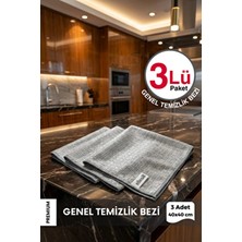 Ellesill Mikrofiber Kareli Genel Temizlik Bezi 3'lü Cam, Mutfak, Yer Silme ve Kurulama Bezi Seti - 4