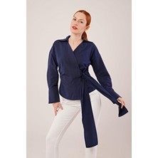 Markamoni Kadın Kruvaze Yaka Bağlamalı Bluz