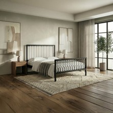 Unimet Breeze Metal Karyola - Siyah Gri - Konik Geçme - Konfor Destekli Latalı - 90x190/90x200/120x200