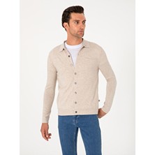 Cacharel Erkek Bej Regular Fit Yün Karışımlı Triko Hırka 50299422-VR011