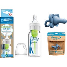 Dr. Brown's 120 ml Anti-Kolik Cam Biberon ve Happy Paci Emzik Seti, Güvenli Kullanım için Tasarlandı (0-6AY)SET