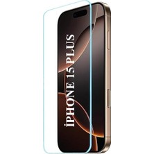 Elixem İphone 15 Plus Uyumlu 9H Düz Şeffaf Ekran Koruyucu Temperli Cam