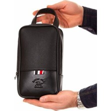 Newish Polo Erkek Deri Portföy Clutch Su Geçirmez Suni Deri Tasarım El Çantası - Siyah