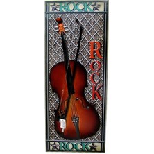 Erseyy Pano Keman Dikey Vintage Müzik Temalı Dekoratif Ev Ofis Hediyelik