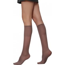 & Daymod Comfort 50 Den Sıkmayan Lastik Orta Kalın Vizon Renk 3 Çift Diz Altı Çorap