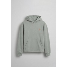 Abluka Online Erkek Kabartmalı Baskılı Kapüşonlu Hoodie Açık Gri