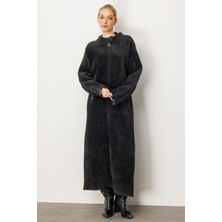 Mutlu Ertan Kadın Astarlı Angored Fermuarlı Pardesü Siyah 20226