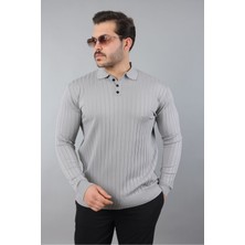 Masso Erkek Uzun Kol Polo Yaka Düğmeli Çizgili Triko