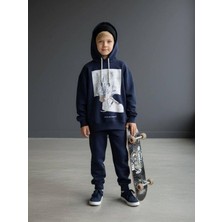Zekids Erkek Çocuk Pamuklu Baskılı Kapüşonlu Sweatshirt