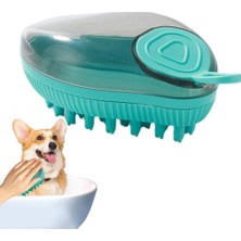 Gold Be Şampuan Hazneli Mavi Kedi ve Köpek Evcil Hayvan Yıkama Fırçası Silikon Evcil Hayvan Banyo Lifi