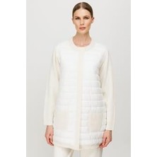 Mutlu Ertan Kadın Kapitoneli Uzun Ceket Ekru MPH00002119