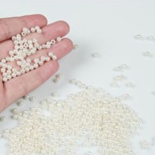 Hobimos 500 Adet 4 mm Krem Inci Boncuk - 4 mm Krem Plastik Inci Boncuk