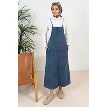 Kadın Bestenur Mavi Kot Salopet 1374 Çift Cepli Ayarlanabilir Tasarım ile Rahat Kullanım