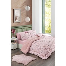 Marla Home Çift Kişilik Welsoft Yorgan Uyku Seti 195 x 215 cm Çiçek Desenli Pembe Renk