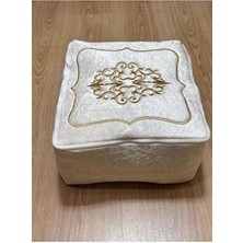 Mustgross Çeyizlik Hurç Kadife Gold Işlemeli 28X33 Ebatında Tekli Krem Bohça Nişan Gelin Damat Hurcu