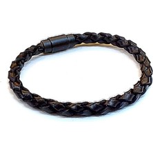 Herşey Nota Shadow Weave – Ince Örgü Hakiki Deri Erkek Bileklik