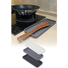 Omilife 3lü Beyaz Siyah ve Gri Renkli Silikon Tezgah Altlığı Kaymaz ve Çok Amaçlı Yağdanlık Sabunluk Sunumlu