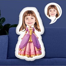 Ejoya Çok Renkli Kişiye Özel Fotoğraflı Güzel Prenses Yastık 50 cm Yumuşak Malzeme İle