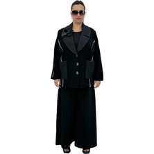 Büyük Beden Aksesuarlı Yakalı Düğmeli Ön Cep Detaylı Şık Alt Üst Ikili Takım Türk Malı Maxlive