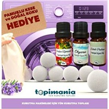 Topimania 6 Adet XXL Yün Kurutma Topu 3 Adet 10 ml Esans - Doğal, Etkili ve Ekonomik Kurutma Çözümü Kurutma Makinesi Için