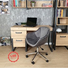 Focus Krom Yıldız Ayaklı Bilgisayar ve Çalışma Koltuğu Koyu Gri Kumaş Modern Tasarım