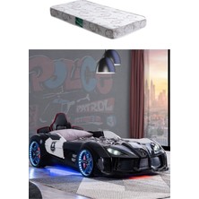 Setay Arabalı Yatak, Police Koltuklu Full Ledli Arabalı Yatak - Siyah - 1 Adet Comfort Yatak