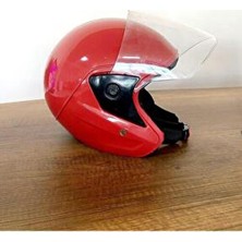 Butik Kırılmaz Özellikli Yarım Kask Kırmızı Renkli Güvenli Motor Kullanımı İçin Uygun
