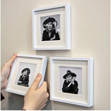  yapışkanlı sök-tak paspartulu beyaz 14x14cm pola kare fotoğraf çerçevesipaket