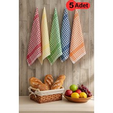 Mislina Home Pötikareli 5'li Alman Servis Peçetesi Mutfak Havlusu Beslenme Örtüsü Kurulama Bezi Renkli 47X67CM