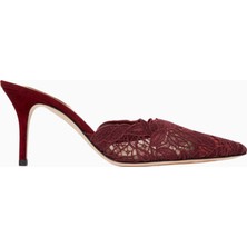 Positano 75 Dantel ve Süet Mule, Stiletto Topuk