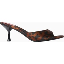 Jeffrey Campbell Spy Kid 60 Leopar Desenli, Saten Açık Burun Kadın Topuklu Mules