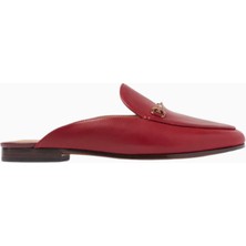 Sam Edelman Linnie Kırmızı Deri, Altın Tokalı Kadın Mule Terlik