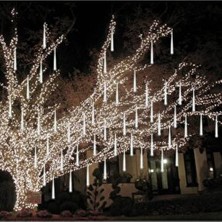 Menfry 40CM 8 Tüp Akan Meteor Yağmur LED Aydınlatma Beyaz Renk İç ve Dış Mekan Dekoratif Işık